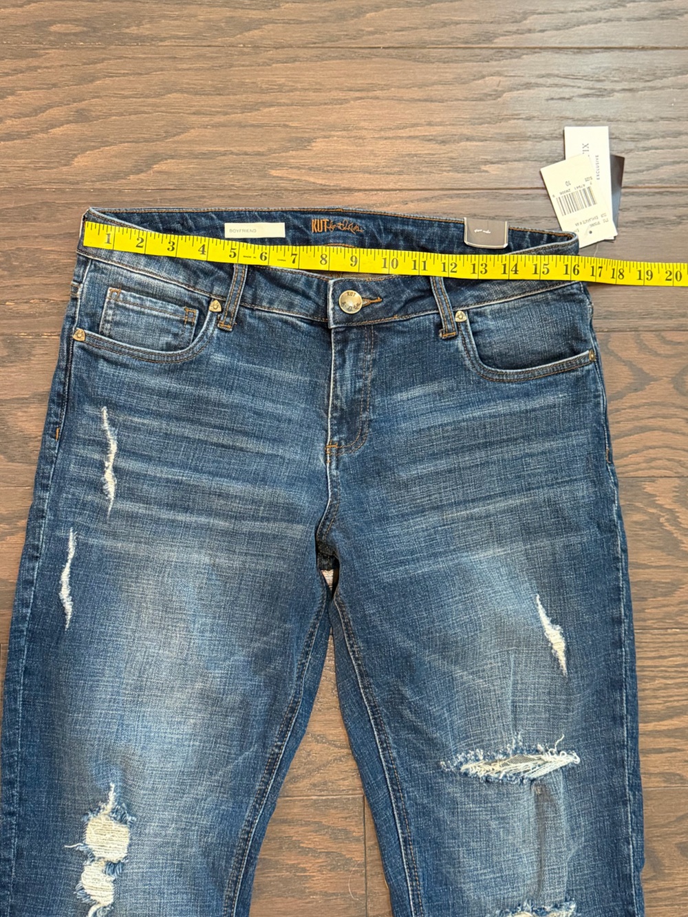 KUT from the Kloth Boyfriend Jeans Distressed Stretch Denim Size 10 NWT - Picture 4 of 10